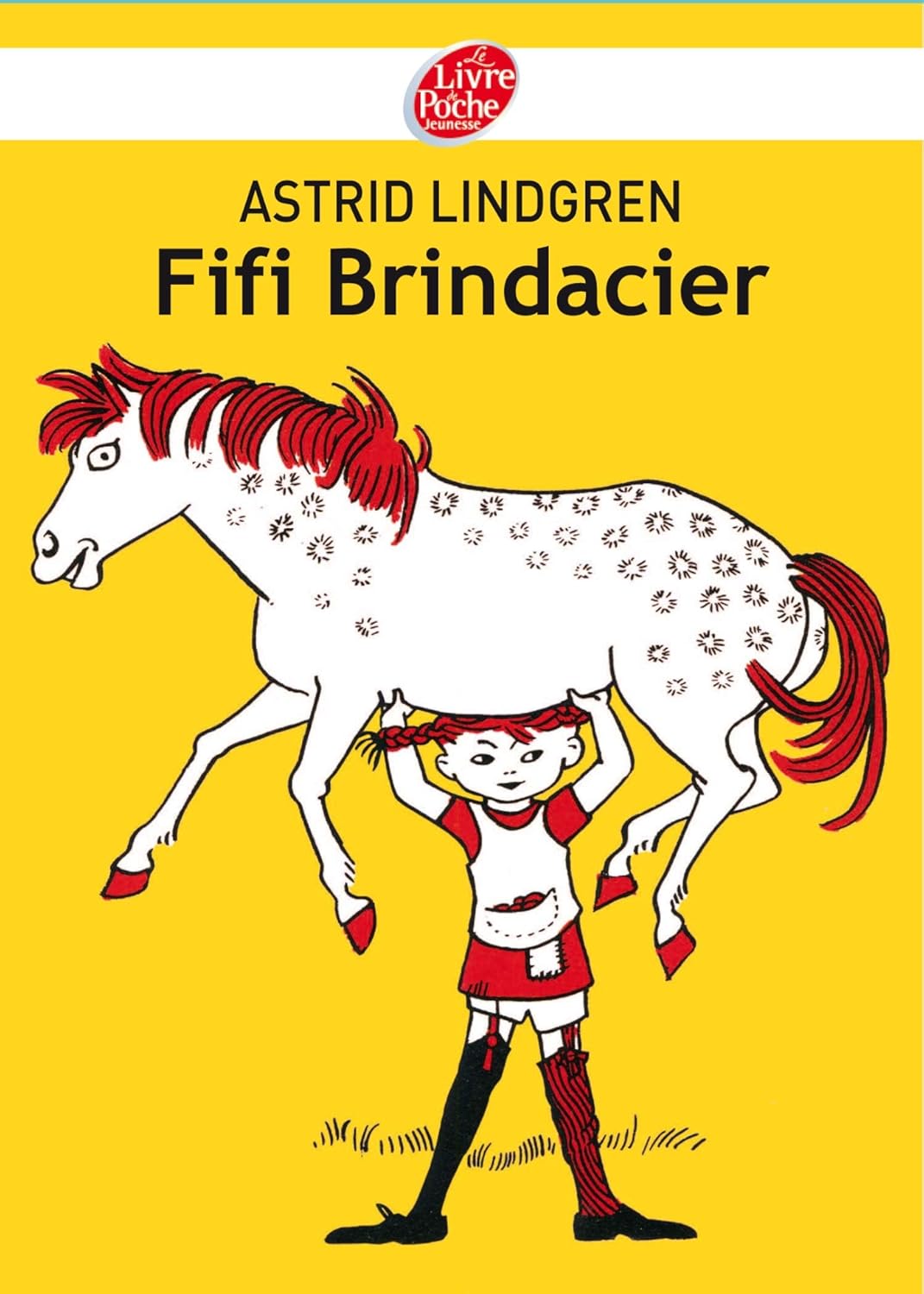 Couverture de Fifi Brindacier, d'Astrid Lindgren, illustrée par Ingrid Vang Nyman (Le Livre de Poche Jeunesse).